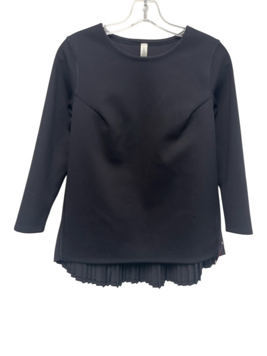 Lululemon Size 6 Black Spandex & Nylon Long Sleeve Pleated Back Round Neck Top Black / 6