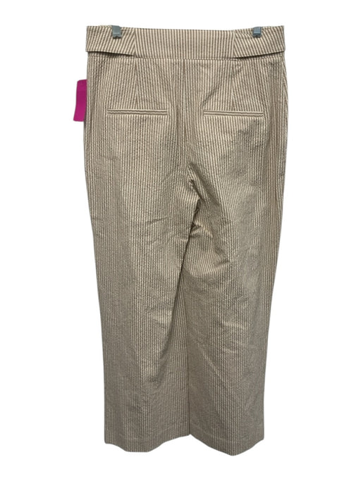 Veronica Beard Size 6 Brown & Cream Cotton Seersucker Stripe Straight Leg Pants Brown & Cream / 6