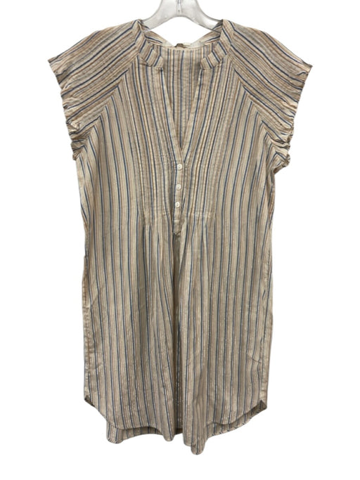 Veronica Beard Size S Beige, Blue, & Multi Cotton & Lurex Short Sleeve Dress Beige, Blue, & Multi / S