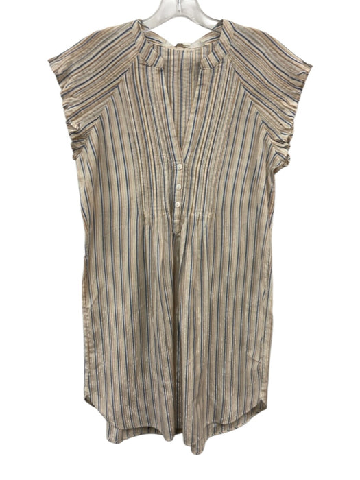 Veronica Beard Size S Beige, Blue, & Multi Cotton & Lurex Short Sleeve Dress Beige, Blue, & Multi / S