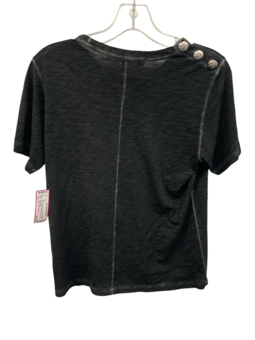 Veronica Beard Jeans Size S Black & Gray Pima Cotton Short Sleeve Ombre Top Black & Gray / S