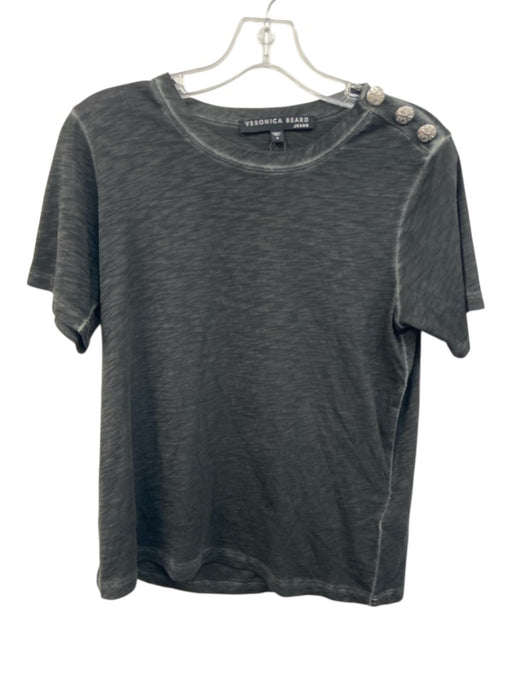 Veronica Beard Jeans Size S Black & Gray Pima Cotton Short Sleeve Ombre Top Black & Gray / S