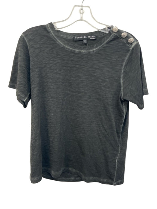 Veronica Beard Jeans Size S Black & Gray Pima Cotton Short Sleeve Ombre Top Black & Gray / S
