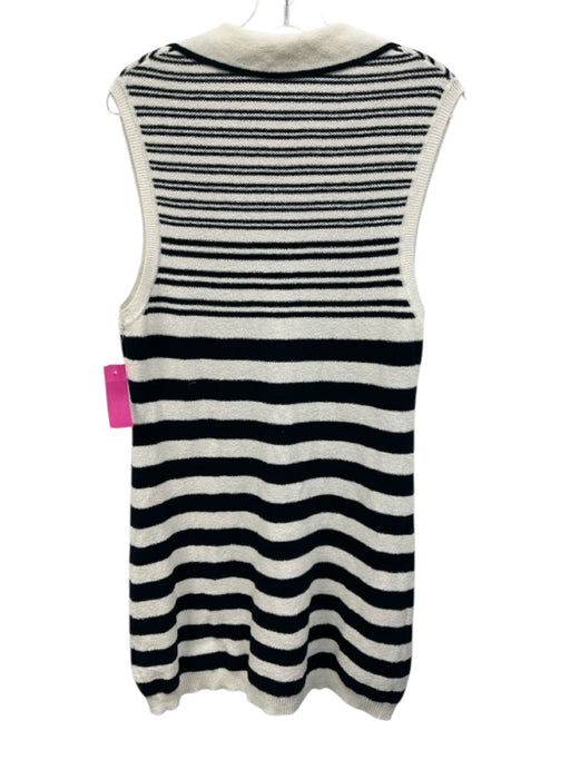 Veronica Beard Size L Navy Blue & White Cotton & Polyamide Terry Cloth Dress Navy Blue & White / L