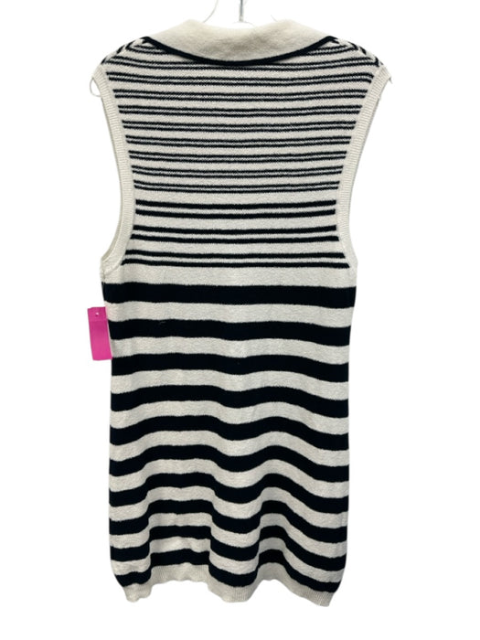 Veronica Beard Size L Navy Blue & White Cotton & Polyamide Terry Cloth Dress Navy Blue & White / L