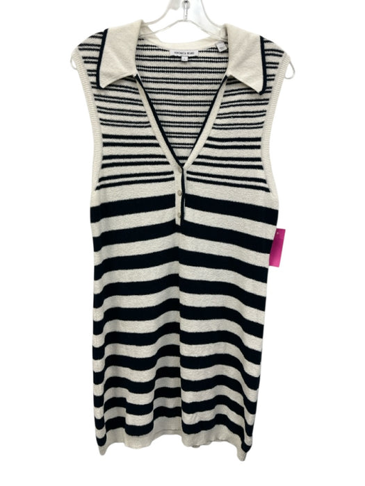 Veronica Beard Size L Navy Blue & White Cotton & Polyamide Terry Cloth Dress Navy Blue & White / L