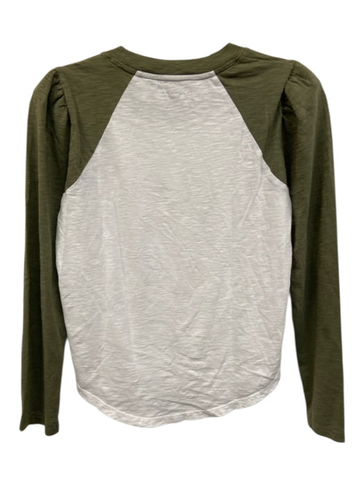 Veronica Beard Jeans Size XS Green & White Pima Cotton Long puff sleeve Top Green & White / XS