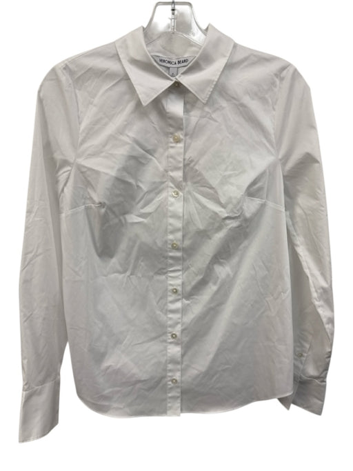 Veronica Beard Size 4 White Cotton Long Sleeve Button Up Collar Top White / 4