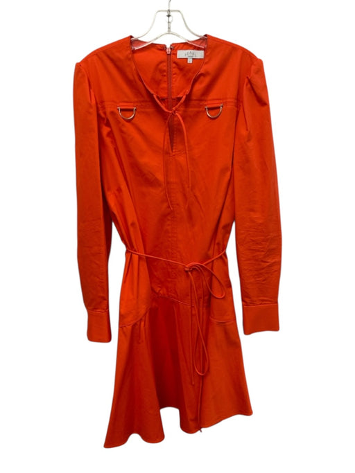 Pearl by Lela Rose Size Large Orange Cotton Long Sleeve Split Neck Dress Orange / Large
