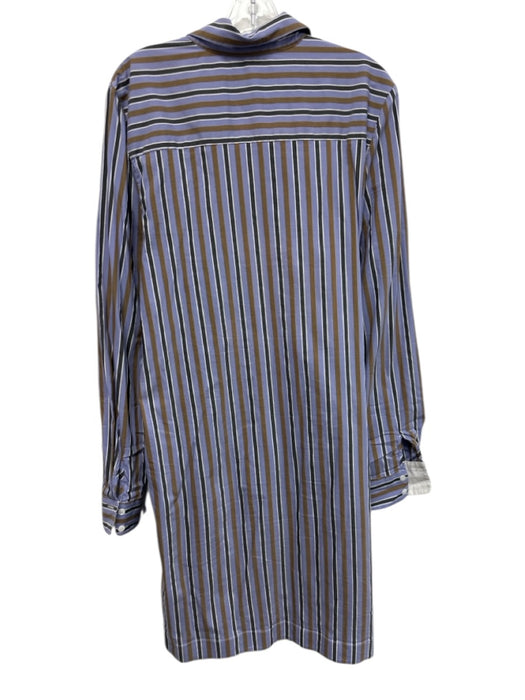 Pearl by Lela Rose Size Large Blue, Black, Brown Cotton Blend Long Sleeve Dress Blue, Black, Brown / Large