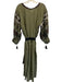 Nili Lotan Size Small Green, Red, Black Linen Long Sleeve Embroidered Dress Green, Red, Black / Small