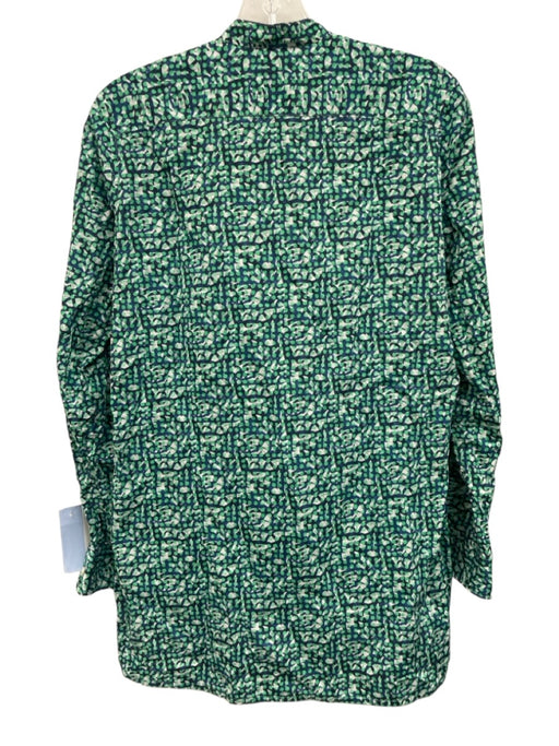 Ann Mashburn Size M Green, Navy, White Cotton Long Sleeve All Over Print Top Green, Navy, White / M