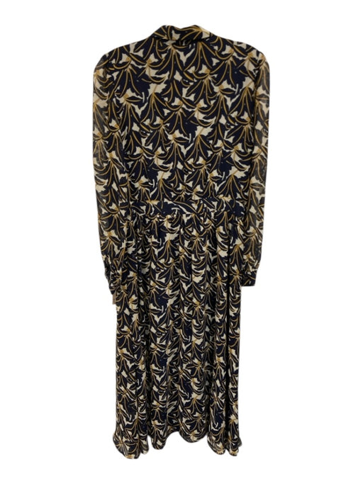 FRNCH Size M Navy blue, white & yellow Polyester & Viscose Long Sleeve Dress Navy blue, white & yellow / M