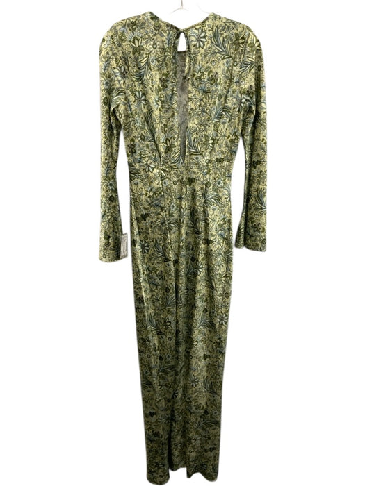Veronica Beard Size 6 Green & Blue Silk Blend Botanical Tie Back Maxi Dress Green & Blue / 6