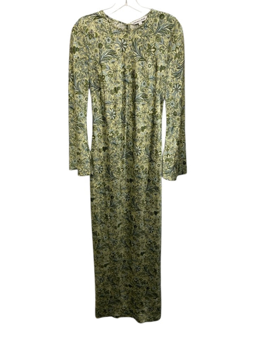 Veronica Beard Size 6 Green & Blue Silk Blend Botanical Tie Back Maxi Dress Green & Blue / 6