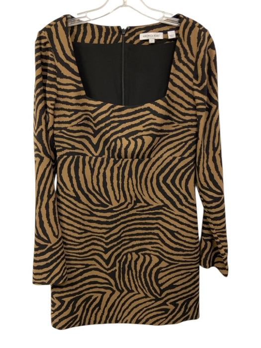 Veronica Beard Size 4 Black & Brown Cotton Blend Crepe Tiger Square Neck Dress Black & Brown / 4