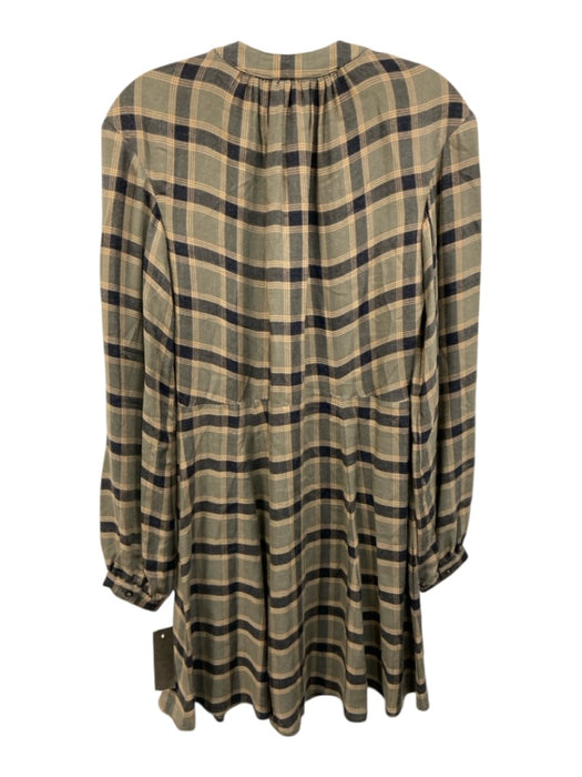 Veronica Beard Size 4 Green, Blue, Beige Flannel Plaid Zip & Button Dress Green, Blue, Beige / 4