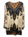 Veronica Beard Size 8 Cream, Green, Blue Polyester Satin Abstract Back Zip Dress Cream, Green, Blue / 8