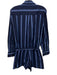 Zara Size M Blue Cotton Stripe Long Sleeve Button Down Romper Blue / M