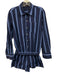 Zara Size M Blue Cotton Stripe Long Sleeve Button Down Romper Blue / M