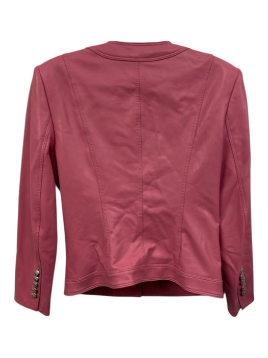 Veronica Beard Size 4 Bubblegum PU Leather silver tone hardware Pockets Jacket Bubblegum / 4