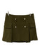 Staud Size 6 Olive Green Polyester Blend Twill Pleat Button Detail Mini Skirt Olive Green / 6