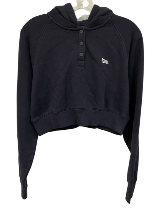 Kith Size S Navy Blue Cotton Cropped Snap Buttons Hoodie Sweater Navy Blue / S