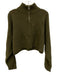 Staud Size M Olive Green Cashmere Ribbed Knit Mock Neck Half Zip Sweater Olive Green / M