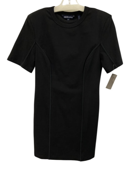 Veronica Beard Size S Black Cotton Blend Princess Seams Shift Short Sleeve Dress Black / S