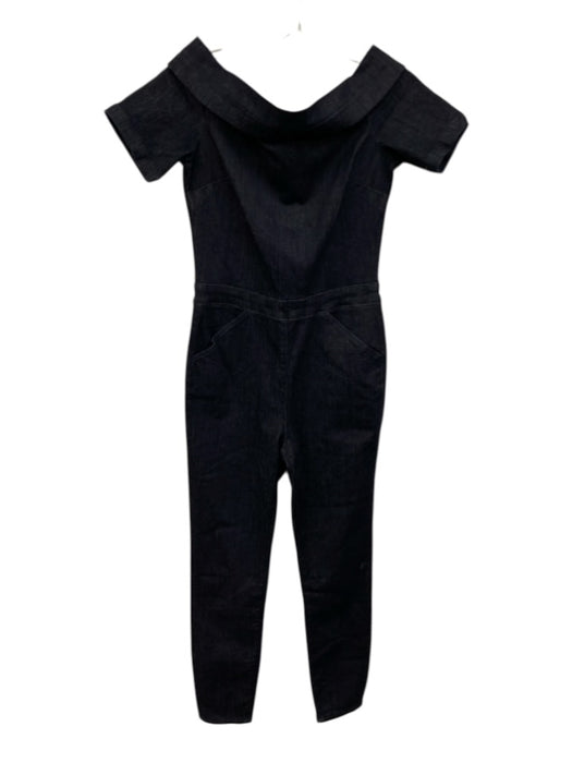 3X1 Size S Dark Wash Cotton Blend Off Shoulder Short Sleeve slim leg Jumpsuit Dark Wash / S