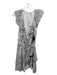 Ramy Brook Size S White & Black Silk & Metallic Wrap Ruffle Trim Dress White & Black / S