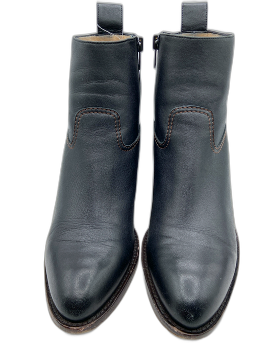 Helmut Lang Shoe Size 38 Black & Brown Lambskin contrast stitch Side Zip Booties Black & Brown / 38