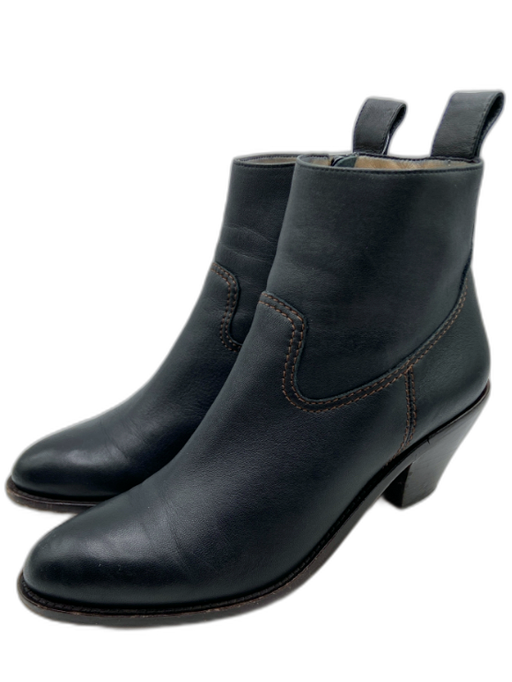 Helmut Lang Shoe Size 38 Black & Brown Lambskin contrast stitch Side Zip Booties Black & Brown / 38