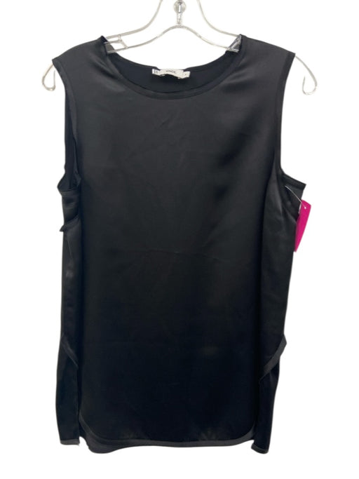 Vince Size S Black Silk Sleeveless Tank Round Neck Raw Edge Top Black / S