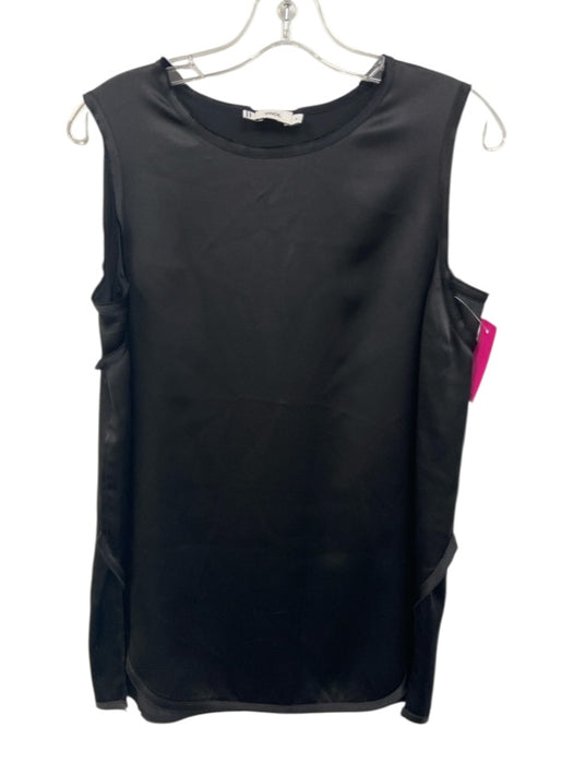 Vince Size S Black Silk Sleeveless Tank Round Neck Raw Edge Top Black / S