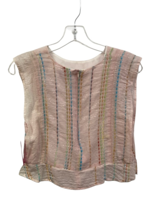 Koch Size M Light Pink & Multi Cotton Metallic Detail Sleeveless Tank Stripe Top Light Pink & Multi / M