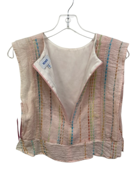 Koch Size M Light Pink & Multi Cotton Metallic Detail Sleeveless Tank Stripe Top Light Pink & Multi / M