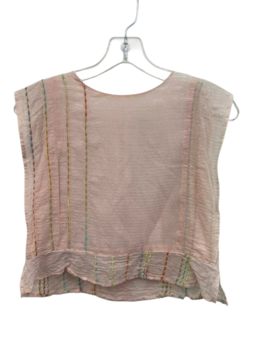 Koch Size M Light Pink & Multi Cotton Metallic Detail Sleeveless Tank Stripe Top Light Pink & Multi / M