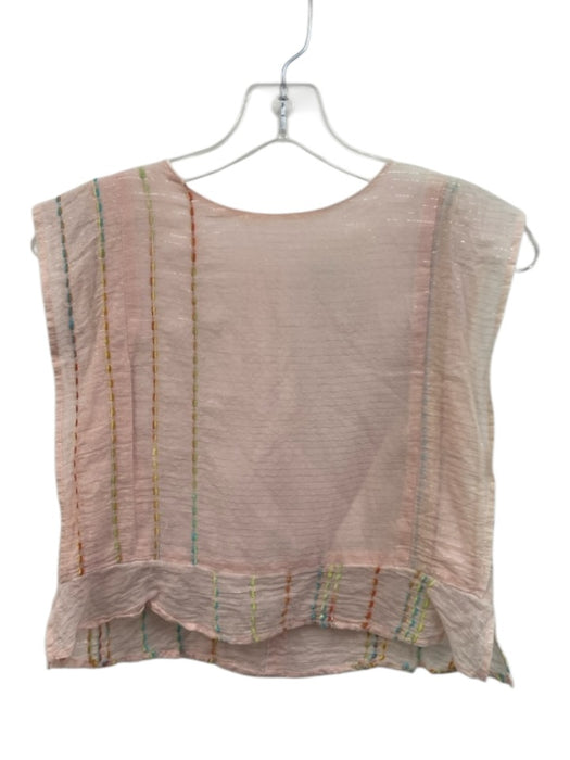 Koch Size M Light Pink & Multi Cotton Metallic Detail Sleeveless Tank Stripe Top Light Pink & Multi / M