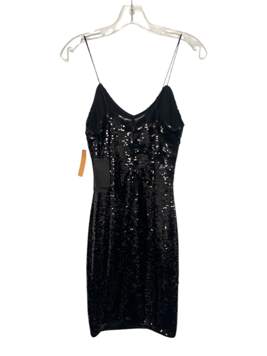 Armani Exchange Size 4 Black Polyamide Spaghetti Strap Sequin Midi Dress Black / 4