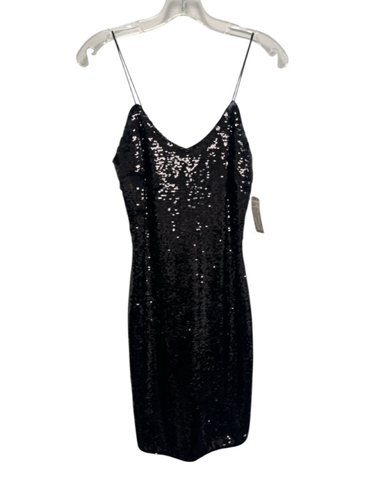 Armani Exchange Size 4 Black Polyamide Spaghetti Strap Sequin Midi Dress Black / 4