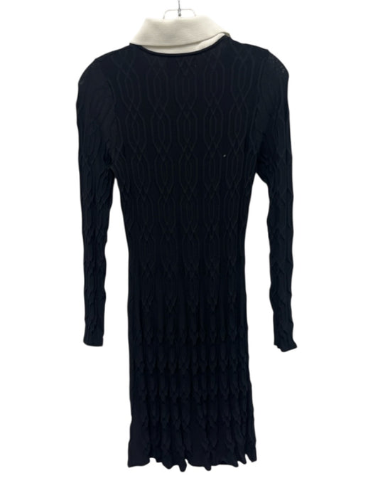 Sandro Size 3 Black & White Viscose Blend Long Sleeve Geometric Print Knit Dress Black & White / 3