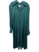 COS Size 2 Blue & Green Rayon Long Sleeve Abstract Half Button Midi Dress Blue & Green / 2