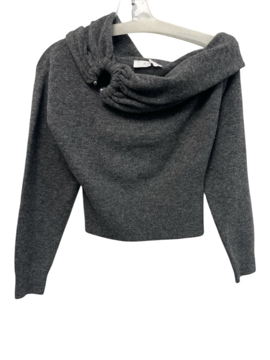 ASTR The Label Size Est Small Gray Long Sleeve Silver Hardware Ribbed Sweater Gray / Est Small