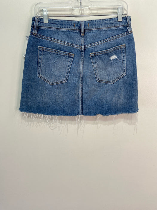 We The Free Size 28 Light Wash Cotton Denim Button Fly Distressed Skirt