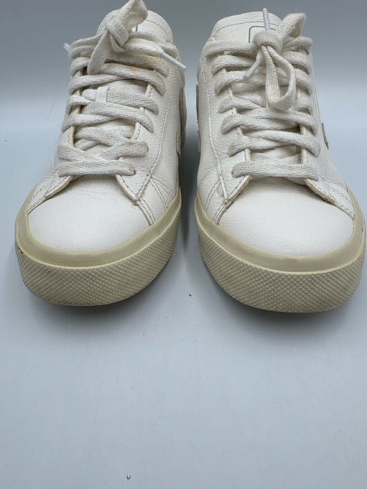 Veja Shoe Size 6 White & Beige Leather Suede Low Top Lace Up Sneakers