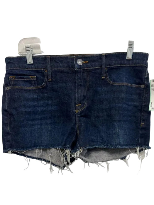 Frame Size 28 Dark Wash Cotton Blend Mid Rise Zip & Button Cut Off Shorts