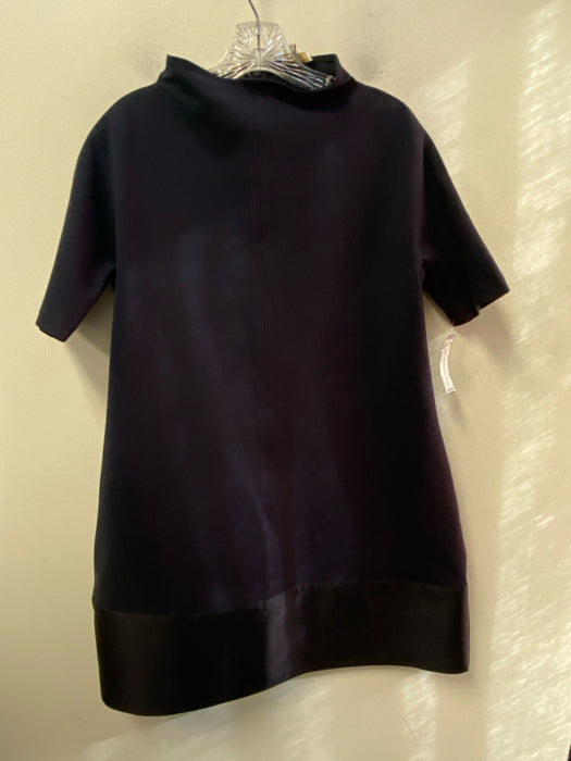 Ann Mashburn Size Small Navy & Black Rayon Blend Short Sleeve Mock Collar Dress