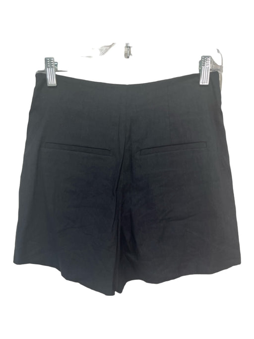 Vince Size 2 Black Linen Blend Pleat Detail Side Zip High Rise Shorts Black / 2