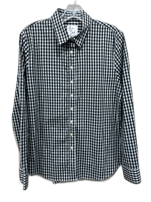 The Shirt Rochelle Behrens Size XL Black & White Cotton Blend Gingham Shirt Top Black & White / XL